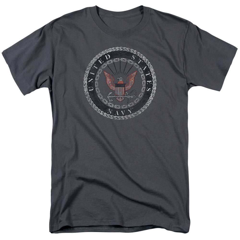 Navy - Rough Emblem - Short Sleeve Adult 18/1 - Charcoal T-shirt