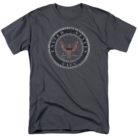 Navy - Rough Emblem - Short Sleeve Adult 18/1 - Charcoal T-shirt