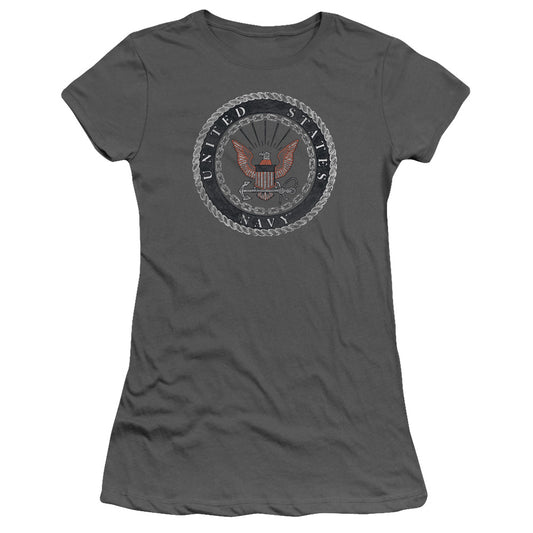 Navy - Rough Emblem - Short Sleeve Junior Sheer - Charcoal T-shirt