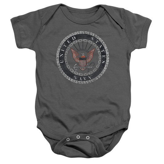 Navy - Rough Emblem-infant Snapsuit - Charcoal
