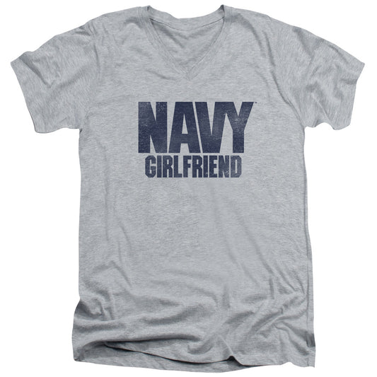 Navy - Girlfriend - Short Sleeve Adult V-neck 30/1 - Athletic Heather T-shirt
