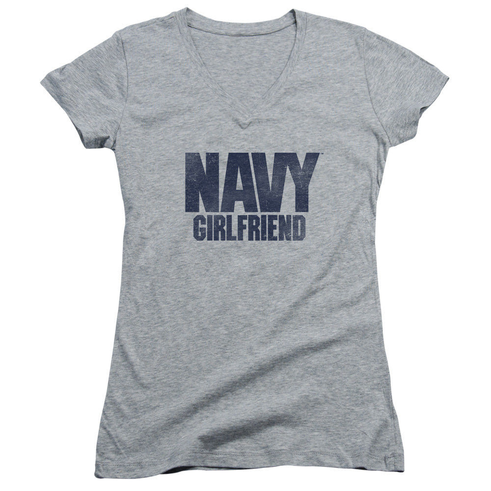 Navy - Girlfriend-junior V-neck - Athletic Heather