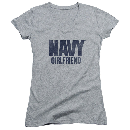 Navy - Girlfriend-junior V-neck - Athletic Heather