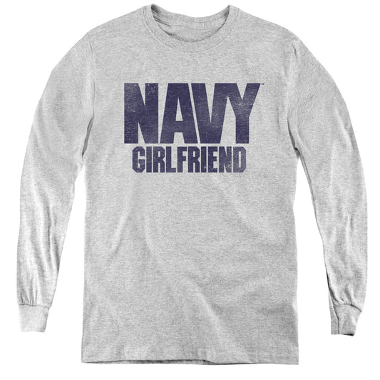 Navy - Girlfriend - Youth Long Sleeve Tee - Athletic Heather