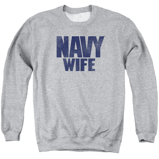 Navy - Wife - Adult Crewneck Sweatshirt - Athletic Heather