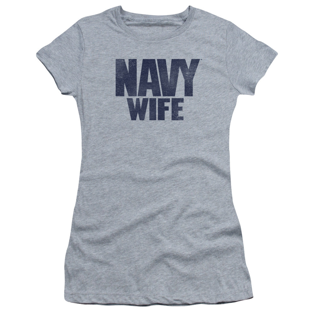 Navy - Wife - Short Sleeve Junior Sheer - Athletic Heather T-shirt