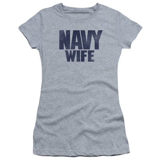 Navy - Wife - Short Sleeve Junior Sheer - Athletic Heather T-shirt