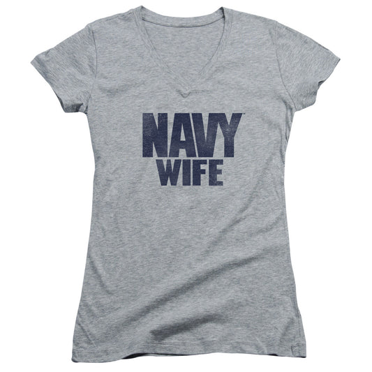 Navy - Wife-junior V-neck - Athletic Heather