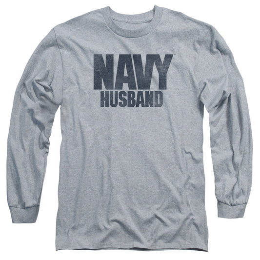Navy - Husband - Long Sleeve Adult 18/1 - Athletic Heather T-shirt