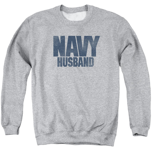 Navy - Husband - Adult Crewneck Sweatshirt - Athletic Heather