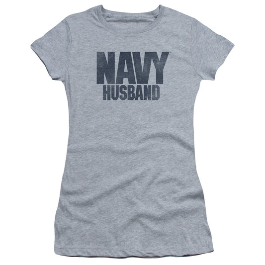 Navy - Husband - Short Sleeve Junior Sheer - Athletic Heather T-shirt