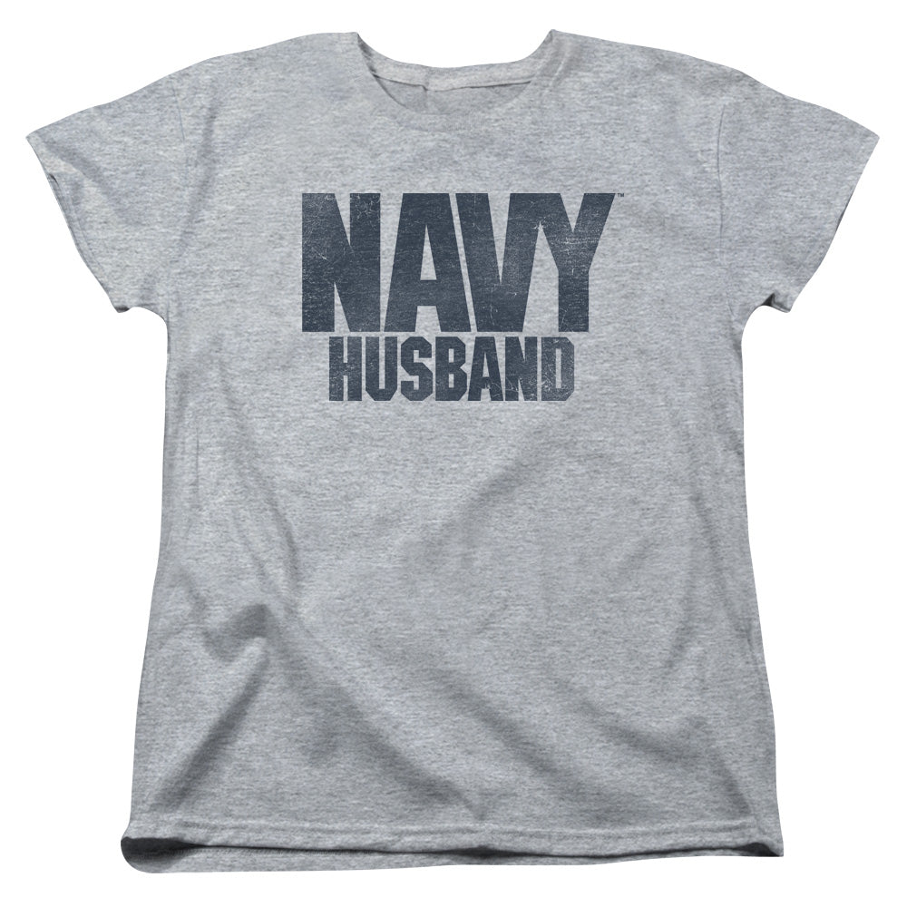 Navy - Husband - Short Sleeve Womens Tee - Athletic Heather T-shirt