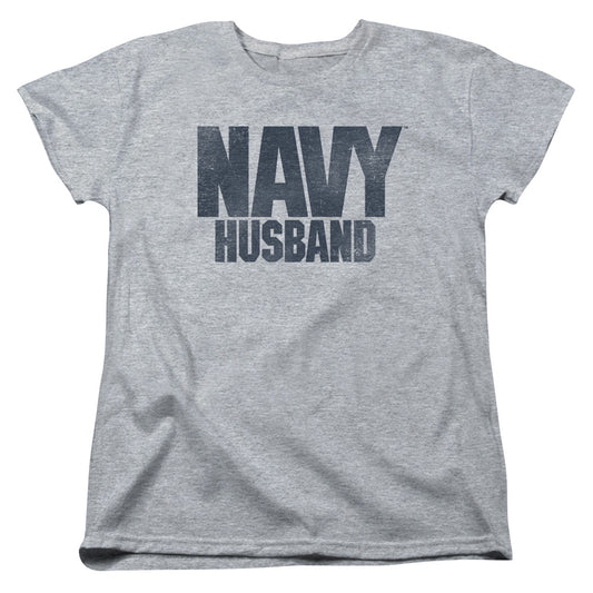 Navy - Husband - Short Sleeve Womens Tee - Athletic Heather T-shirt
