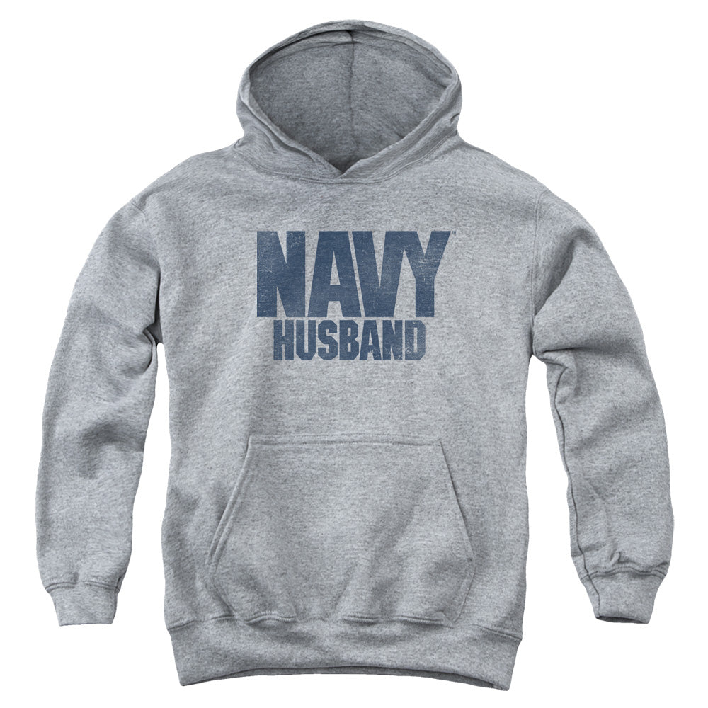 Navy - Husband - Youth Pull-over Hoodie - Heather