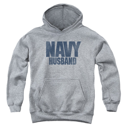 Navy - Husband - Youth Pull-over Hoodie - Heather
