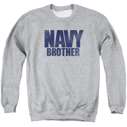 Navy - Brother - Adult Crewneck Sweatshirt - Athletic Heather