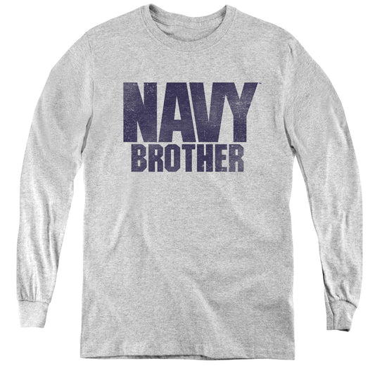 Navy - Brother - Youth Long Sleeve Tee - Athletic Heather