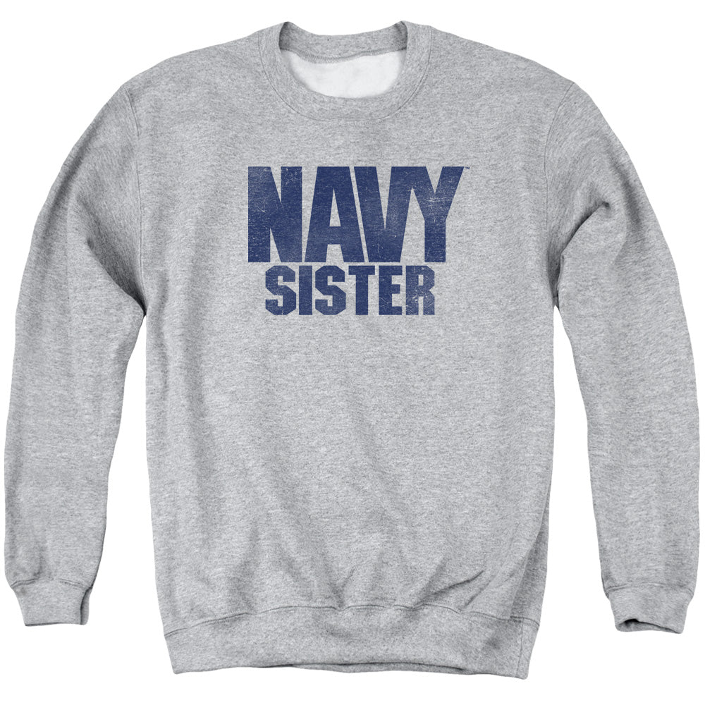 Navy - Sister - Adult Crewneck Sweatshirt - Athletic Heather