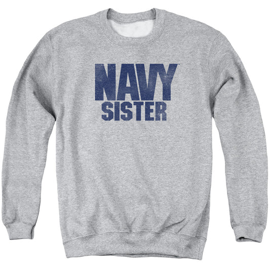 Navy - Sister - Adult Crewneck Sweatshirt - Athletic Heather