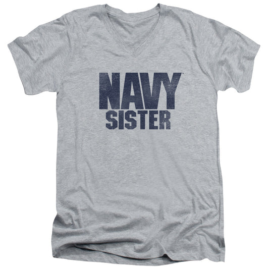 Navy - Sister - Short Sleeve Adult V-neck 30/1 - Athletic Heather T-shirt