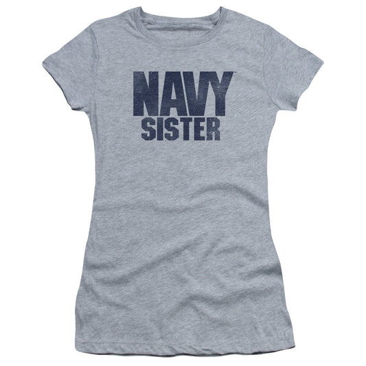 Navy - Sister - Short Sleeve Junior Sheer - Athletic Heather T-shirt