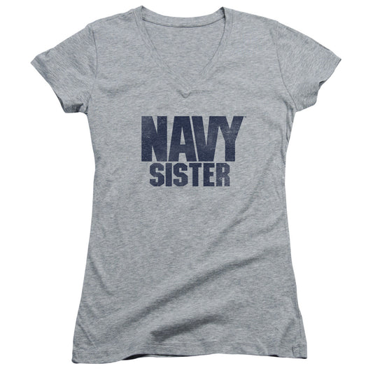 Navy - Sister-junior V-neck - Athletic Heather