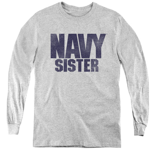 Navy - Sister - Youth Long Sleeve Tee - Athletic Heather