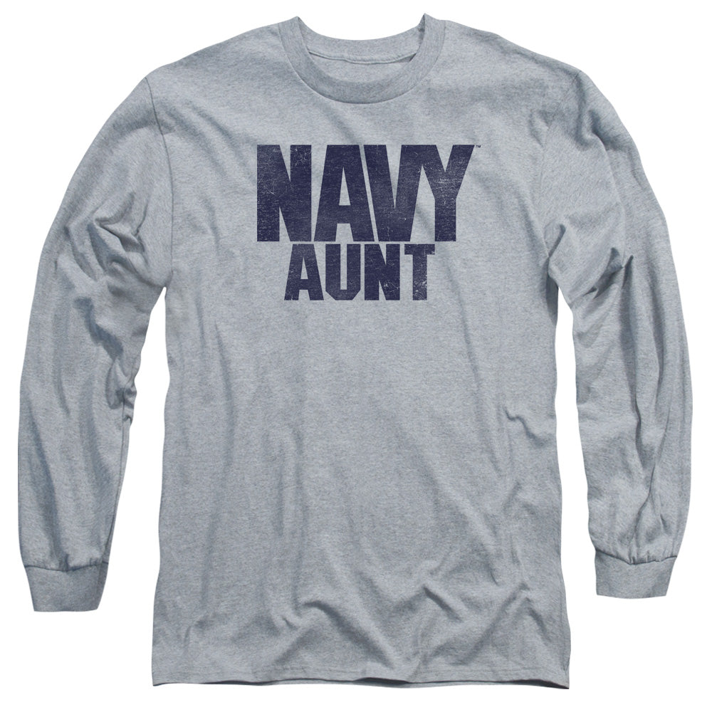 Navy - Aunt - Long Sleeve Adult 18/1 - Athletic Heather T-shirt