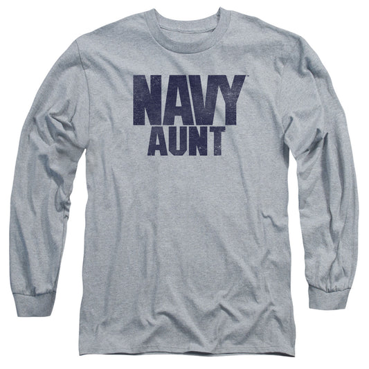 Navy - Aunt - Long Sleeve Adult 18/1 - Athletic Heather T-shirt
