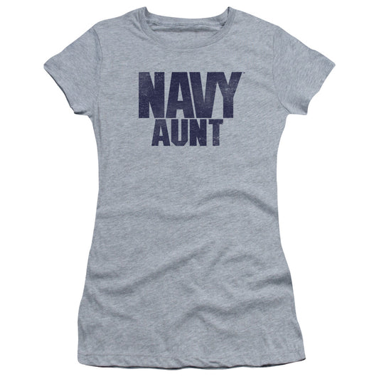 Navy - Aunt - Short Sleeve Junior Sheer - Athletic Heather T-shirt