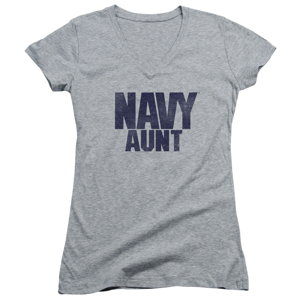 Navy - Aunt-junior V-neck - Athletic Heather
