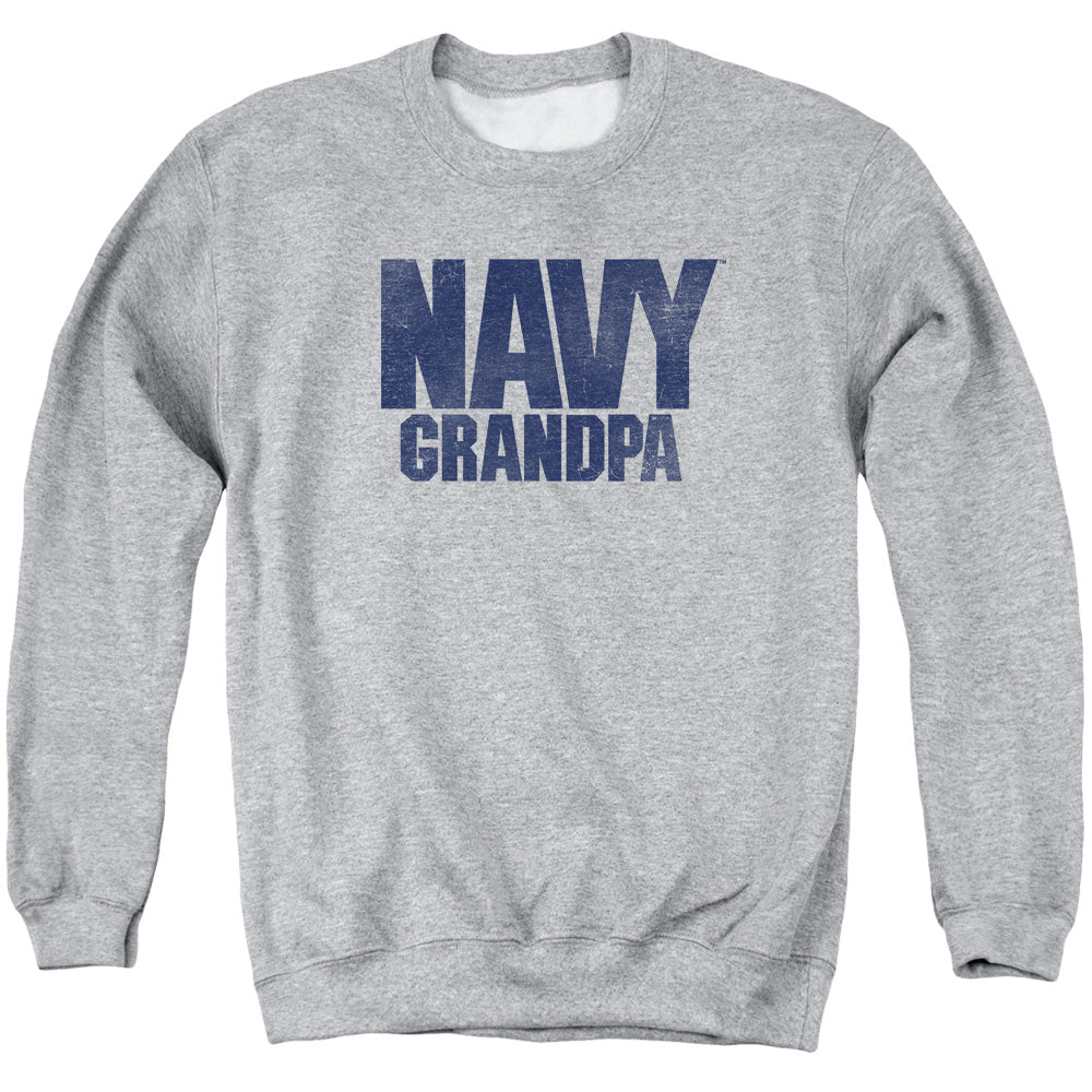 Navy - Grandpa - Adult Crewneck Sweatshirt - Athletic Heather