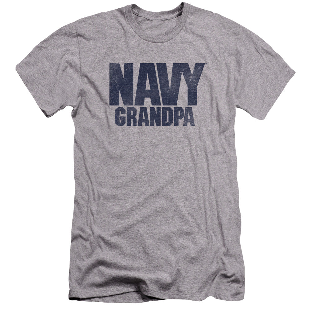 Navy - Grandpa-premuim Canvas Adult Slim Fit 30/1 - Athletic Heather