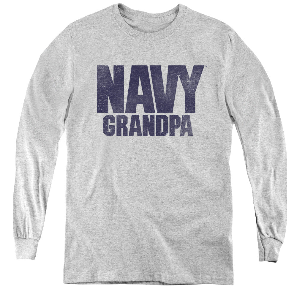 Navy - Grandpa - Youth Long Sleeve Tee - Athletic Heather