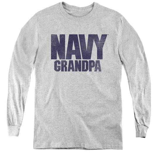 Navy - Grandpa - Youth Long Sleeve Tee - Athletic Heather