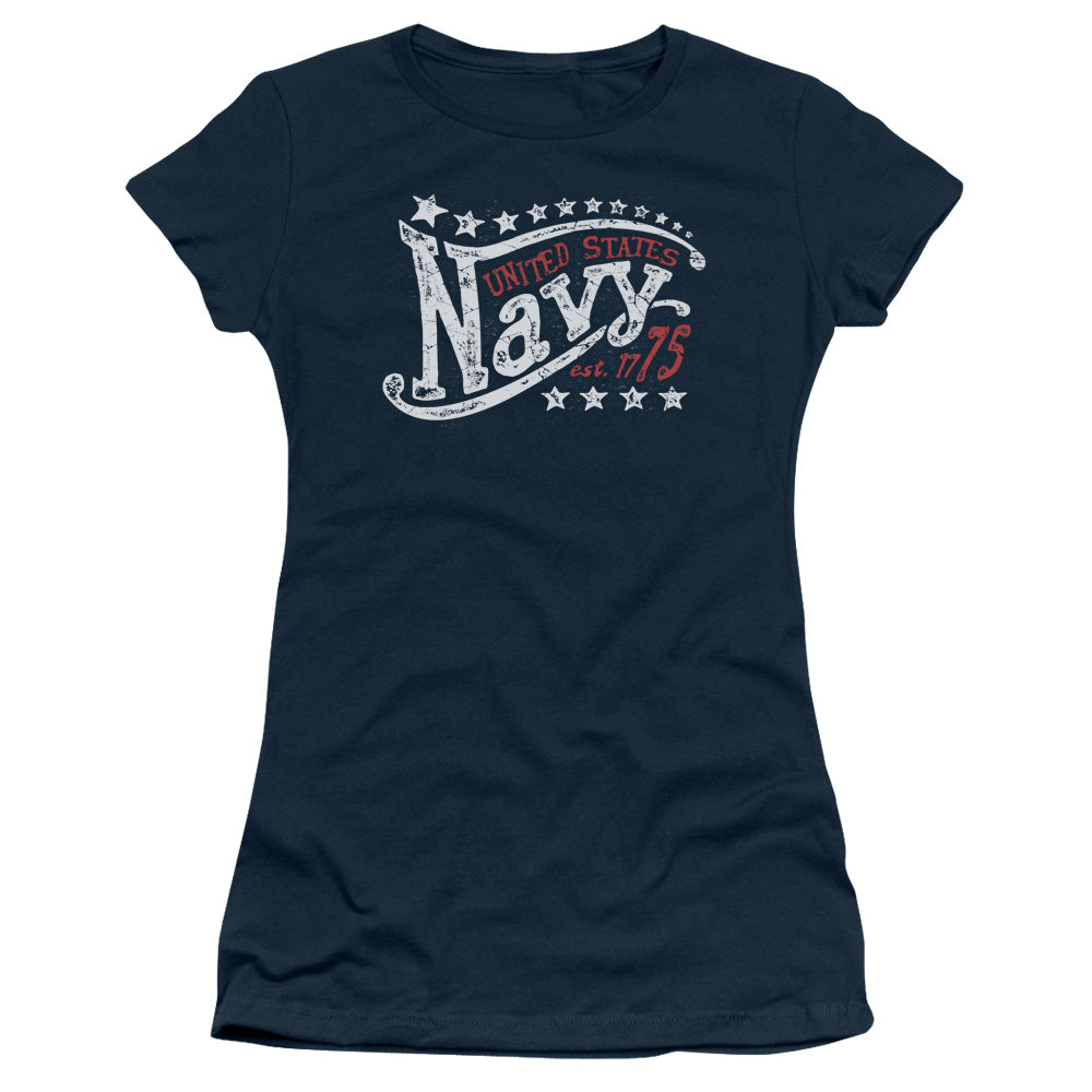 Navy - Stars - Short Sleeve Junior Sheer - Navy T-shirt