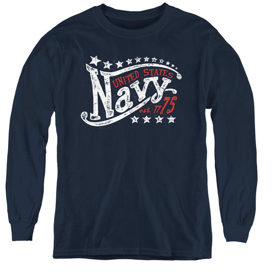 Navy - Stars - Youth Long Sleeve Tee - Navy