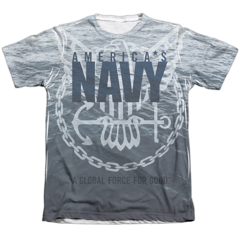 Navy - Force For Good - Adult Poly/cotton Short Sleeve Tee - White T-shirt