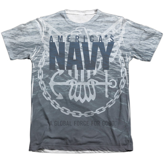 Navy - Force For Good - Adult Poly/cotton Short Sleeve Tee - White T-shirt