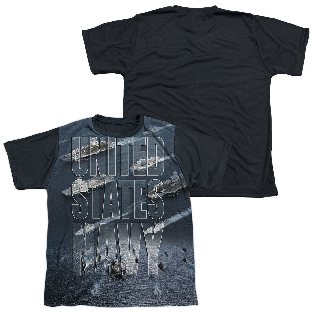 Navy - Fleet - Short Sleeve Youth White Front Black Back   - White T-shirt