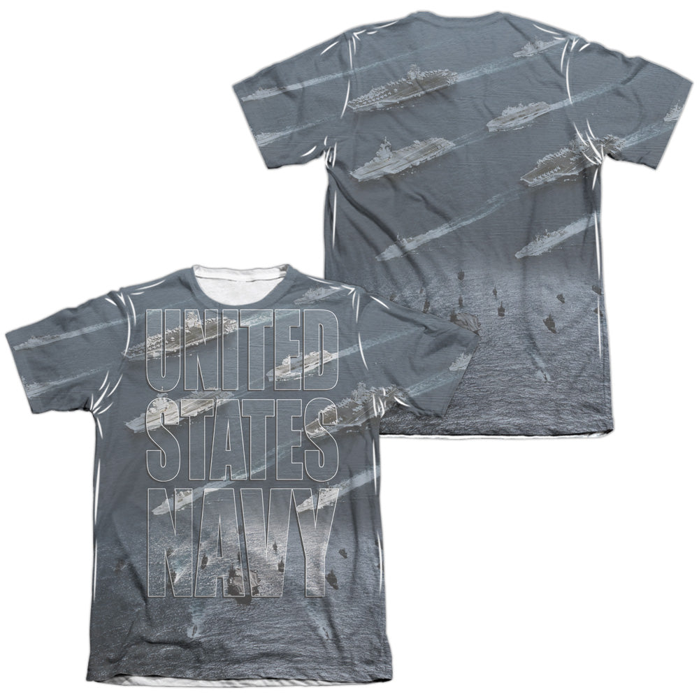 Navy - Fleet (Front/back Print) - Adult Poly/cotton Short Sleeve Tee - White T-shirt