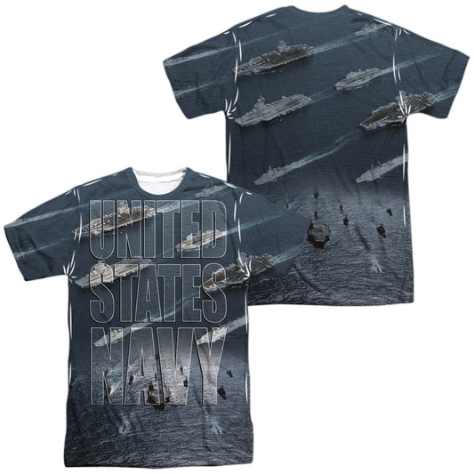 Navy - Fleet (Front/back Print) - Short Sleeve Adult Poly Crew - White T-shirt