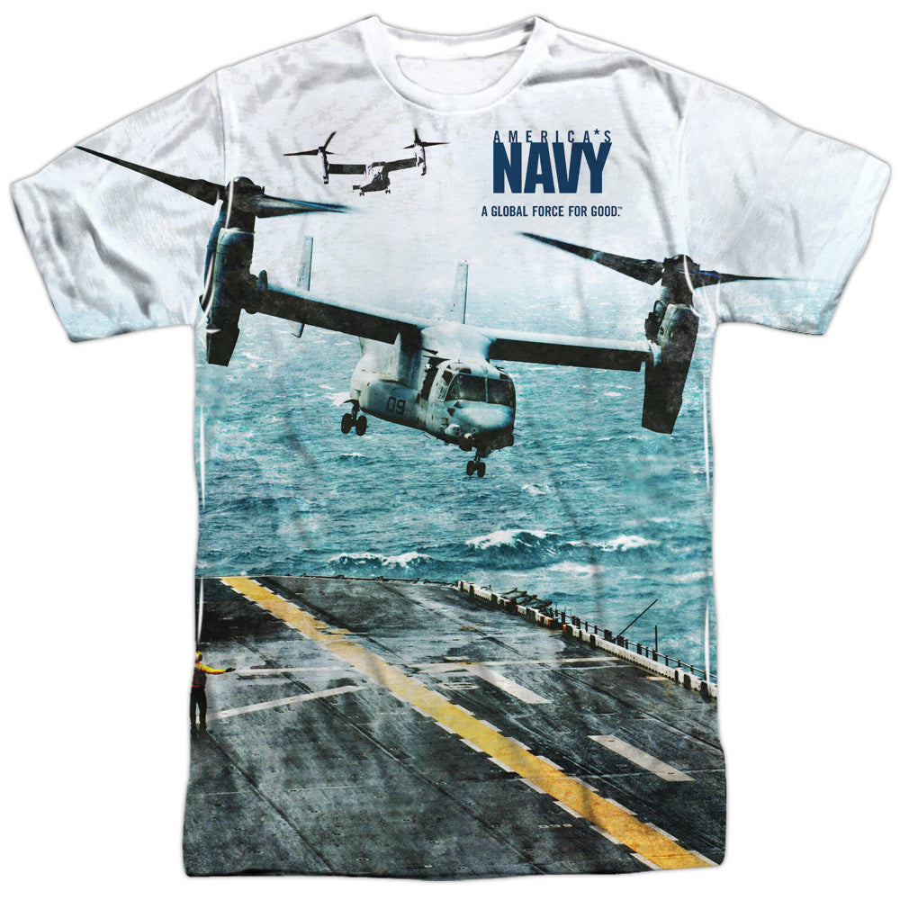 Navy - Osprey - Short Sleeve Adult Poly Crew - White T-shirt
