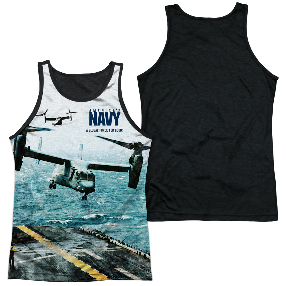 Navy - Osprey - Adult Poly Tank Top Black Back - White
