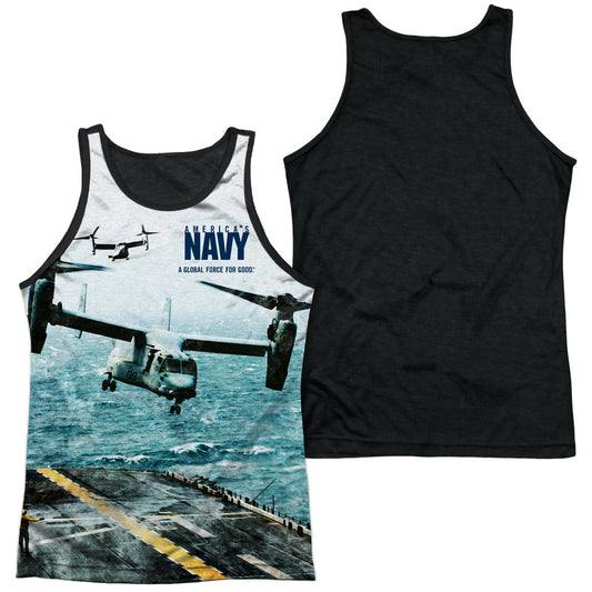 Navy - Osprey - Adult Poly Tank Top Black Back - White