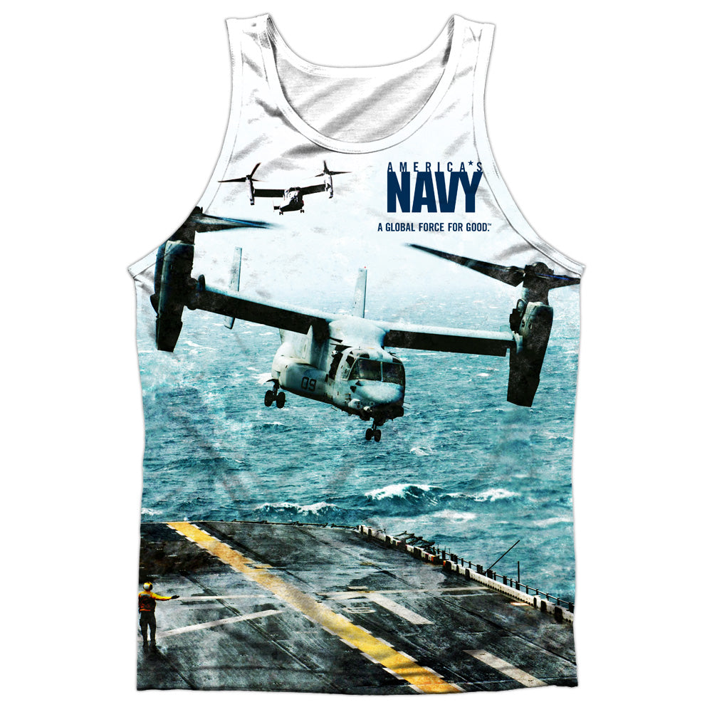 Navy - Osprey - Adult 100% Poly Tank Top - White