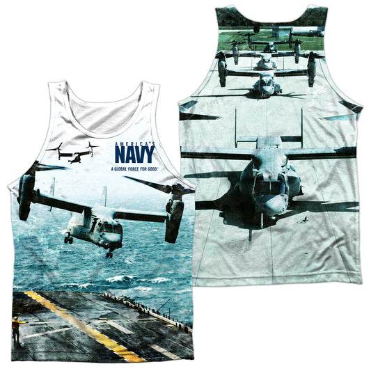 Navy - Osprey (Front/back Print) - Adult 100% Poly Tank Top - White