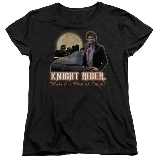 Knight Rider - Full Moon - Short Sleeve Womens Tee - Black T-shirt