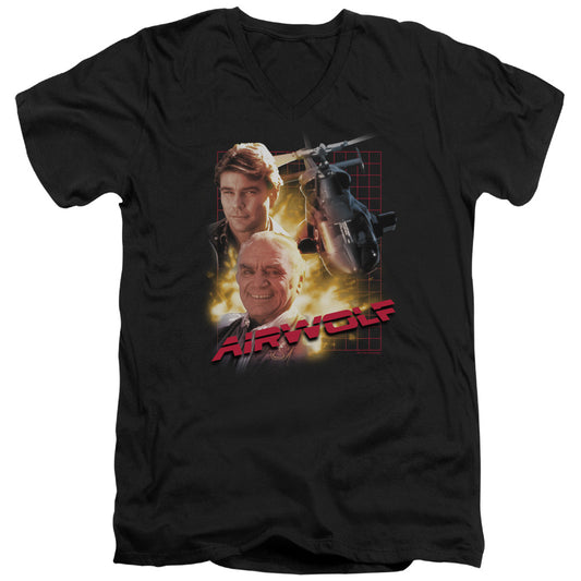 Airwolf - Airwolf - Short Sleeve Adult V-neck 30/1 - Black T-shirt