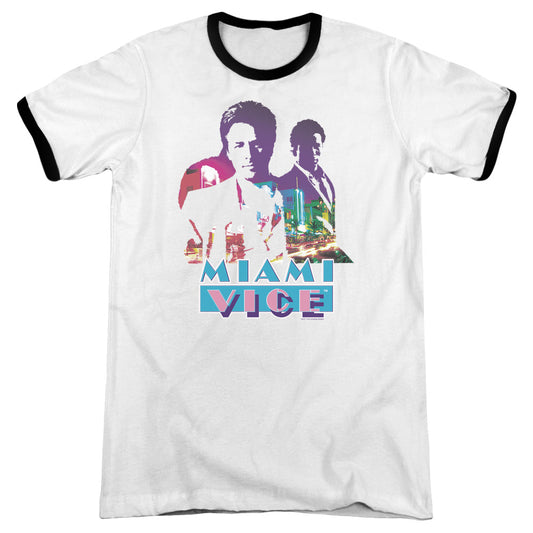 Miami Vice - Crockett And Tubbs - Adult Ringer - White/black